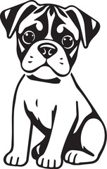 Boxer puppy. Hand drawn vector illustration