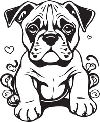 Boxer puppy. Hand drawn vector illustration