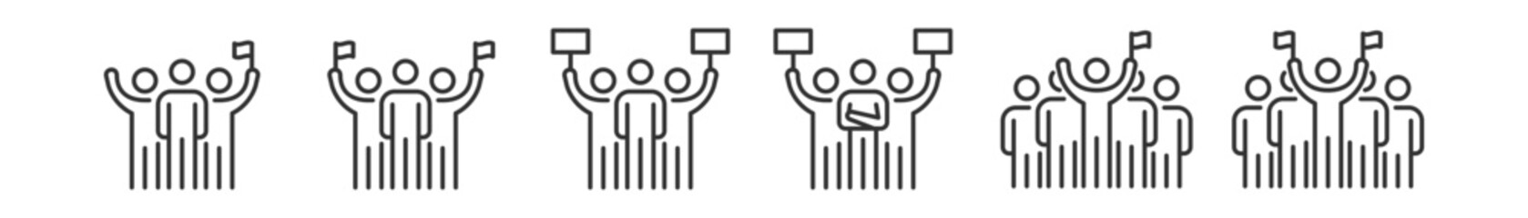 People Team Business Work Group Line Icons,  holding a sign vote , Symbol Perfect Design Simple Set For Using In Web Site Logo App UI Infographics Report, Icon Set Vector Illustration