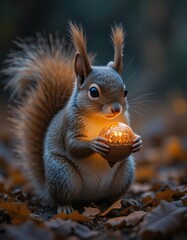 Obraz premium squirrel eating nut