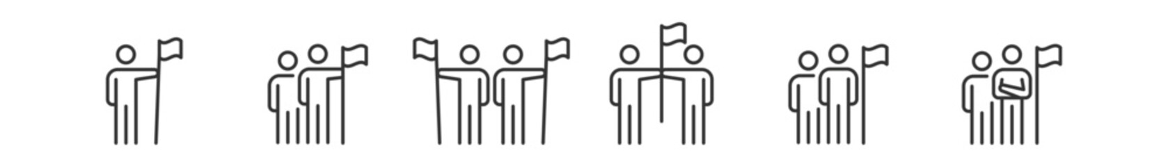 People Team Business Work Group Line Icons,  Symbol Perfect Design Simple Set For Using In Web Site Logo App UI Infographics Report, Icon Set Vector Illustration