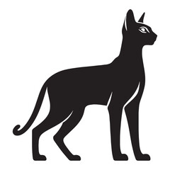 Shadowed Egyptian Mau silhouette, evoking mystery and allure - Egyptian Mau illustration - Egyptian Mau vector - cat silhouette

