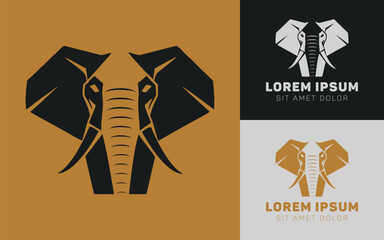 Premium Elephant Head Icons in Black Gold