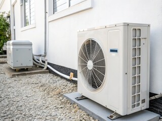 Minimalist app, web, logo, and banner designs for air conditioning and compressors.