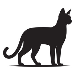 Sleek Egyptian Mau silhouette, capturing the essence of feline poise - Egyptian Mau illustration - Egyptian Mau vector - cat silhouette


