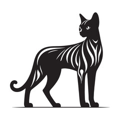 Obraz premium Regal Egyptian Mau silhouette, a symbol of ancient elegance - Egyptian Mau illustration - Egyptian Mau vector - cat silhouette