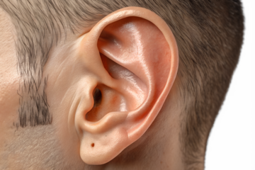 human ear isolated on transparent background