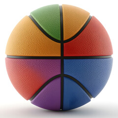 Colorful Rainbow Basketball &ndash; Multicolored Segments with Geometric Design and Glossy Finish