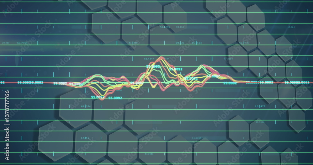 Poster image of statistics and data processing on grey background