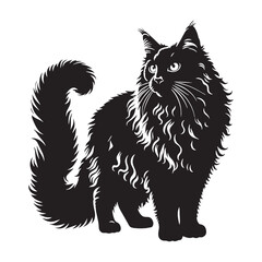 Lithe LaPerm silhouette, highlighting its graceful build - LaPerm illustration - LaPerm vector - cat silhouette

