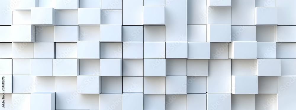Poster abstract white background with a geometric squares pattern, a 3d rendering illustration of square bl