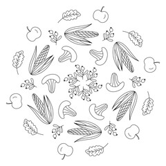 food decorative ornament in doodle style