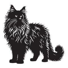 Graceful LaPerm silhouette, a vision of feline elegance - LaPerm illustration - LaPerm vector - cat silhouette

