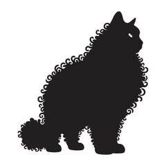Mystical LaPerm silhouette, reflecting the charm of the breed - LaPerm illustration - LaPerm vector - cat silhouette

