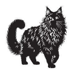 Sleek LaPerm silhouette, capturing the essence of feline poise - LaPerm illustration - LaPerm vector - cat silhouette


