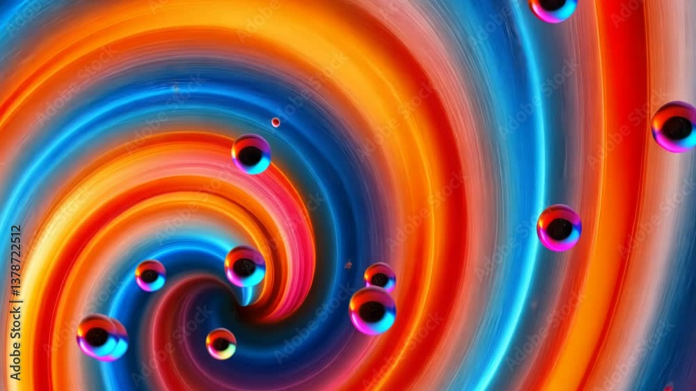 Poster a colorful swirl with many small circles in it. the circles are of different sizes and colors. the s