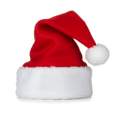 Bright Red Santa Hat with White Fur Trim - Festive Christmas Headwear and Holiday Accessory