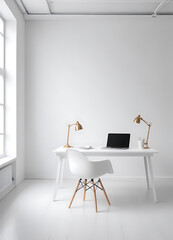  Minimalist White Desk by Window with Plants