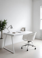  Minimalist White Desk by Window with Plants