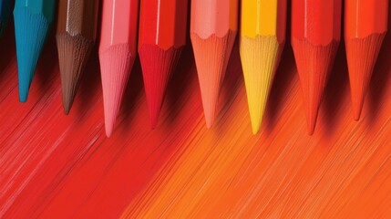 Fototapeta premium A collection of colored pencils arranged in a rainbow order.