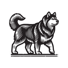 Obraz premium Simple Alaskan Malamute Walking Vector Icon – Vintage Logo & Retro Illustration