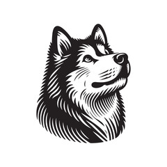 Obraz premium Simple Alaskan Malamute Side View Vector Icon – Vintage Logo & Retro Illustration
