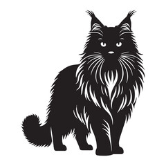 Obraz premium Mystical Maine Coon silhouette, reflecting the breed’s wild heritage - Maine Coon illustration - Maine Coon vector - cat silhouette