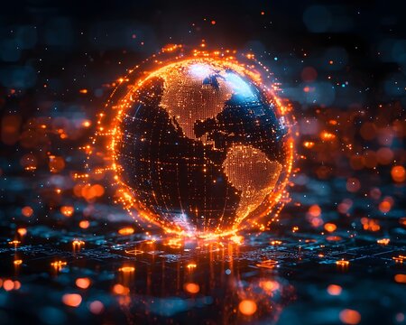 Glowing globe representing global digital protection and cybersecurity