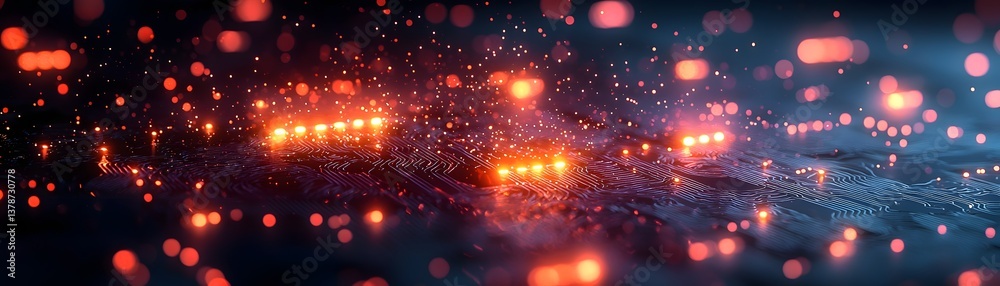 Poster vibrant cybersecurity network hub with encrypted data flows