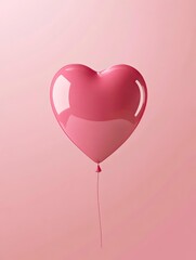 Pink Heart Balloon Floating on Matching Background for Celebrations and Love