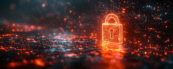 Illuminated digital lock symbolizing cybersecurity and data protection