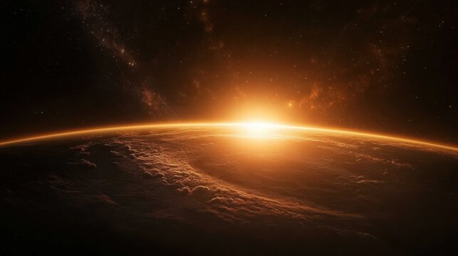 A futuristic spacecraft circling a newly discovered exoplanet.