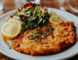 Juicy and Crispy Chicken Schnitzel with Side Dish � A Classic Comfort Food with a Perfect Crunch