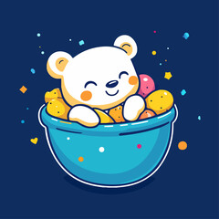 Panda on ice cream truck, vector illustration.