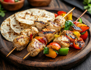 Juicy Chicken Shish Kebab Skewers with Grilled Vegetables � A Delicious and Healthy Mediterranean Delight