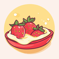 Strawberries on the boat, vector illustration.