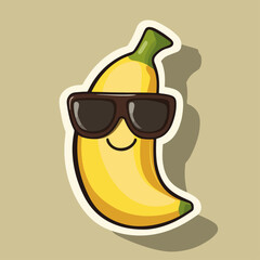 Banana wearing sunglasses, vector illustration.