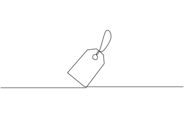 Sale label, one line art, continuous contour drawing,hand-drawn discount tag, Discount tag icon line continuous drawing vector. One line price tag icon vector background.