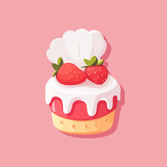 Strawberry cake, vector illustration.