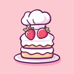 Strawberry cake, vector illustration.