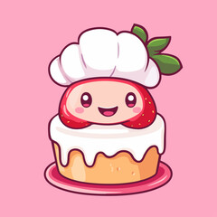 Strawberry cake, vector illustration.