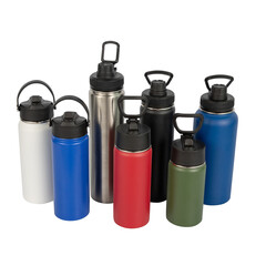 blue plastic bottles