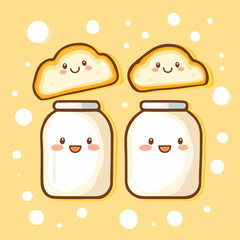 Bread and milk, vector illustration.