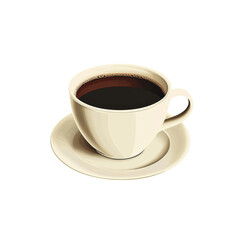 Obraz premium isolated transparent Background. modern coffee cup with saucer, filled with dark coffee, exuding warmth and comfort