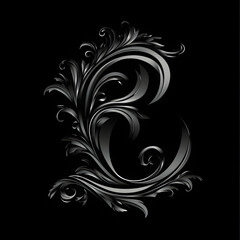 Ornate black and silver design showcasing intricate floral patterns and elegant curves that symbolize beauty and creativity