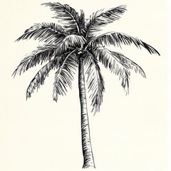 Hand-drawn palm tree sketch, cut out for artistic projects