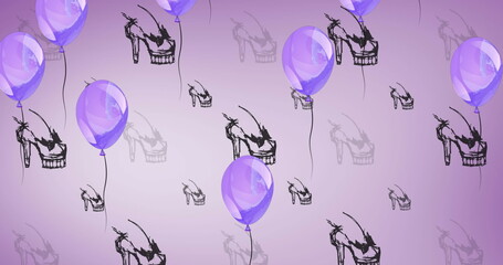 Image of shoes drawings on pink background