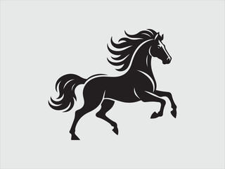 Obraz premium Horse Galloping Silhouette Running on Open Field with Strong Motion and Graceful Pose