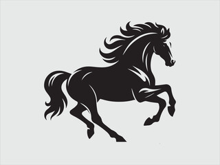 Horse Galloping Silhouette Running on Open Field with Strong Motion and Graceful Pose