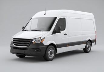 A white commercial van isolated with a neutral background